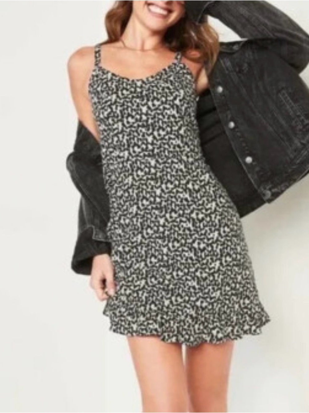 Old Navy Cami Leopard Cheetah Print Dress Fit & Flare sz XS EUC